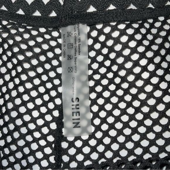 SHEIN Black Mesh Screen Fishnet Beach Swim Coverup Dancewear Mermaid Balletcore - Picture 6 of 6